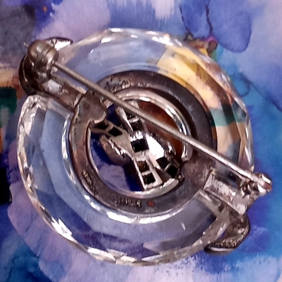 CINER STERLING SILVER Paste Stones Faceted Crystal Brooch Pin ANTIQUE - Picture 4 of 15